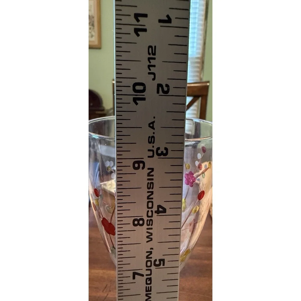 Pier 1 Cherry Blossom Water/Wine Glass Etched Discontinued 9.25
